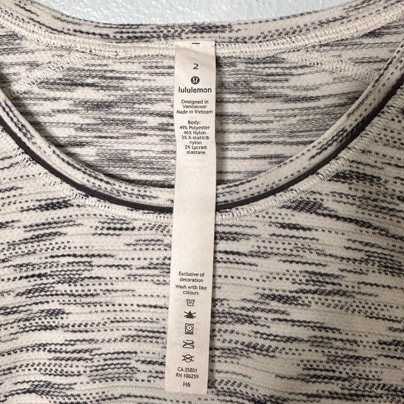 Lululemon Another Mile Short Sleeve Tee Tiger Space Dye Black White 2 Tshirt - Picture 2 of 4